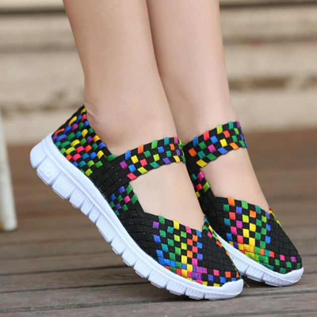 Fashion Women Sneakers 2019 Spring Summer Walking Shoes Women Woven Shoes Casual Shoes Breathable Tenis Feminino Trainers