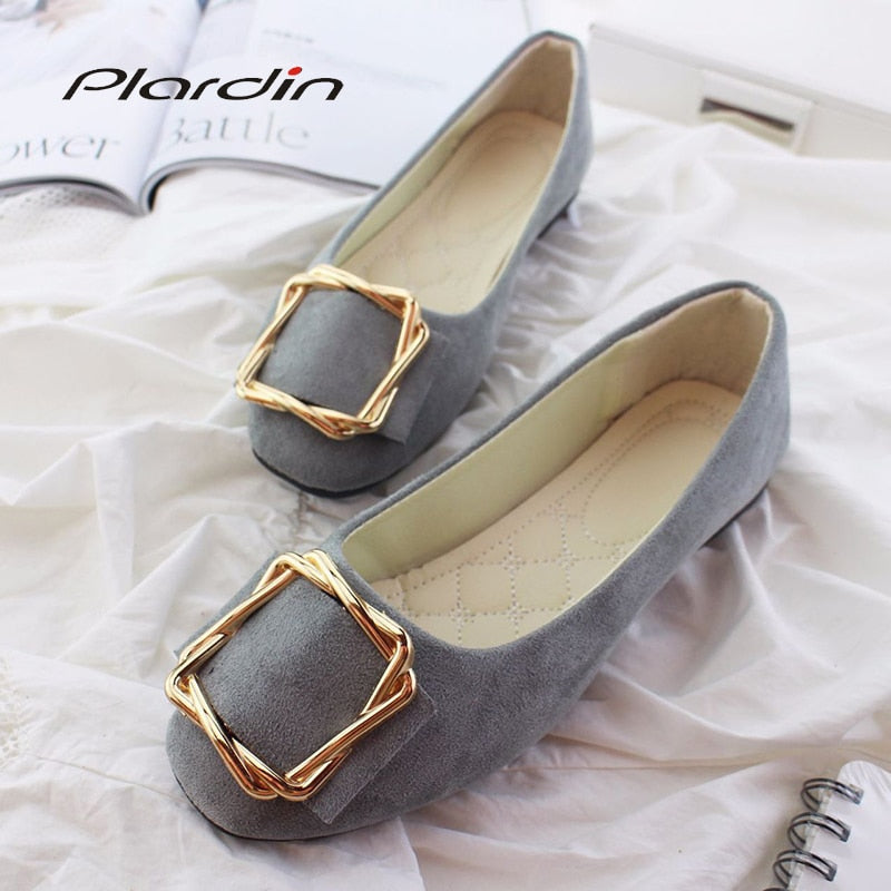 Plardin 2019 Fashion Flock Women's Flats For New Summer Slip-On Round Toe Casual Flat Shoes Basic ballet Shoes Woman Size Plus