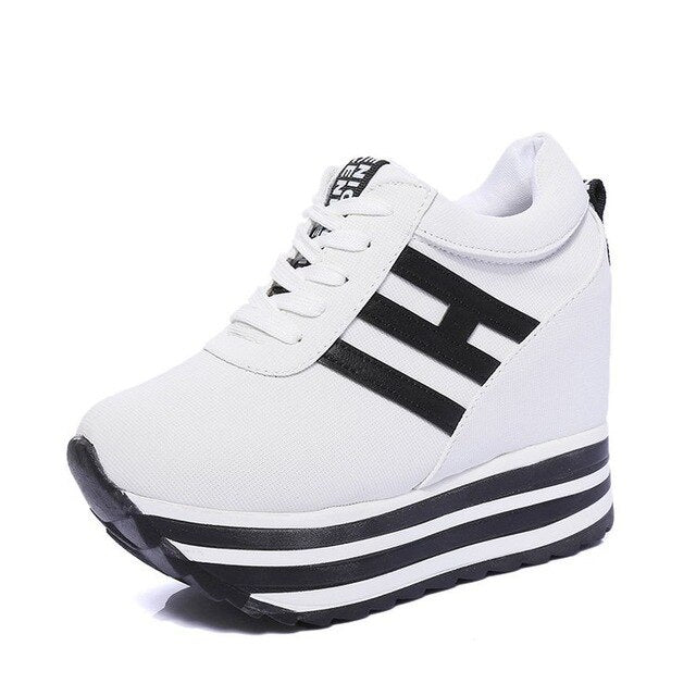 Women Shoes 2019 White Platform Shoes Woman Sneakers Women Casual Shoes Comfortable Lace-up High Ladies Shoes Chaussure Femme