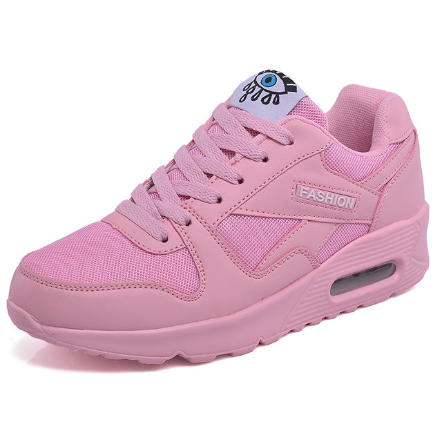 Women Sneakers Breathable Outdoor Walking Shoes Woman Mesh Casual Shoes Pink Lace-Up Ladies Shoes 2019 Fashion Female Sneakers