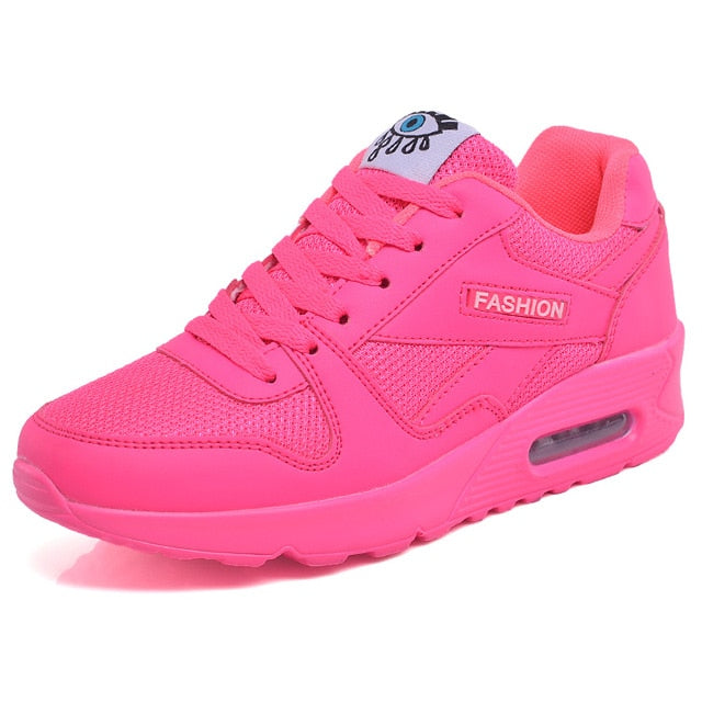 Women Sneakers Breathable Outdoor Walking Shoes Woman Mesh Casual Shoes Pink Lace-Up Ladies Shoes 2019 Fashion Female Sneakers