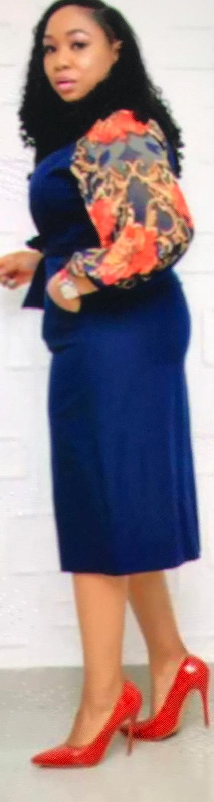 Long arm flowered dress