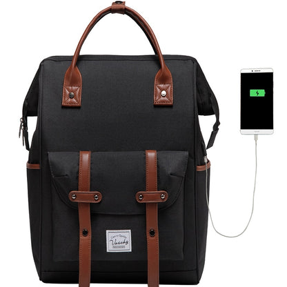 VASCHY Men Backpack Anti Theft 15.6 Inch Laptop Backpack With USB Charger Women Travel Daypacks SchoolBag Teens Leisure Backpack