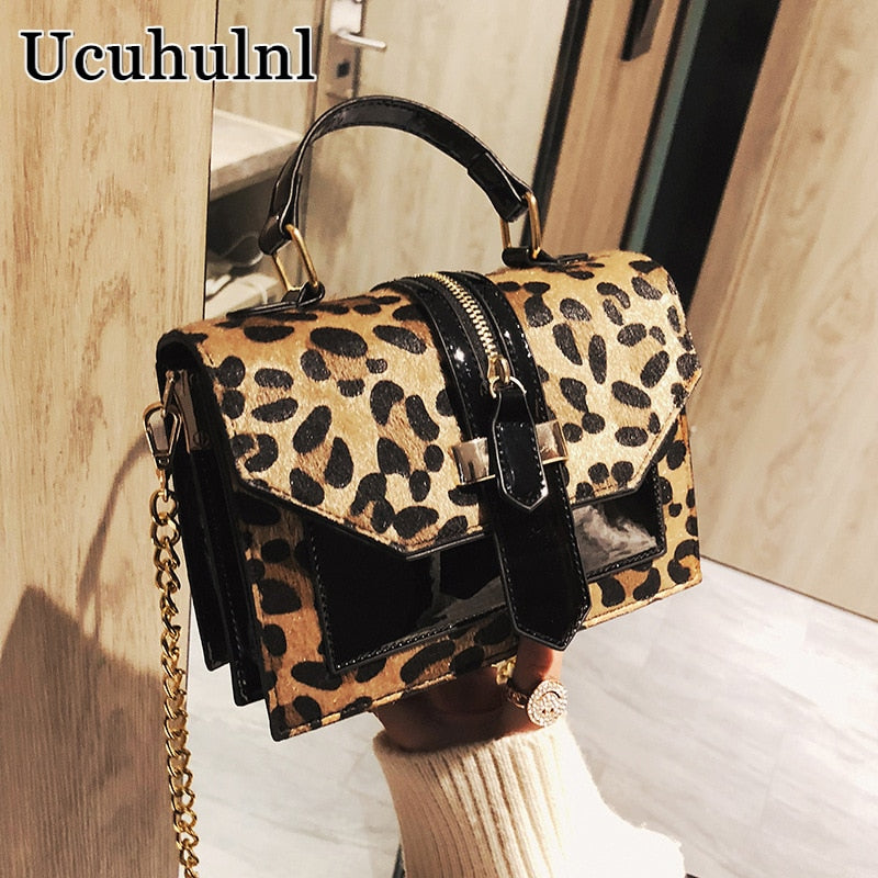 Leopard Print Small Flap Bags Women Bag Over Shoulder Luxury Handbags Women Bags Designer Lady Leather Plush Messenger Bag