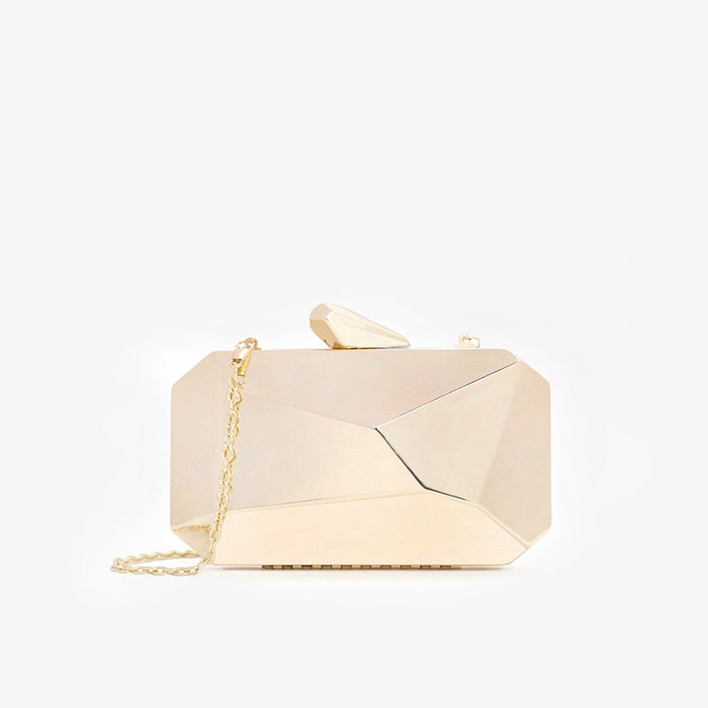 Gold Acrylic Box Geometric bags Clutch Evening Bag Elegent Chain Shoulder Bag for Women 2020 Handbag For Wedding/Dating/Party