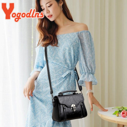 Yogodlns New  Crossbody Bag For Women PU Leather Small Square Bag Fashion Shoulder Bag Vintage Lady Handbag Lock Messenge Bag