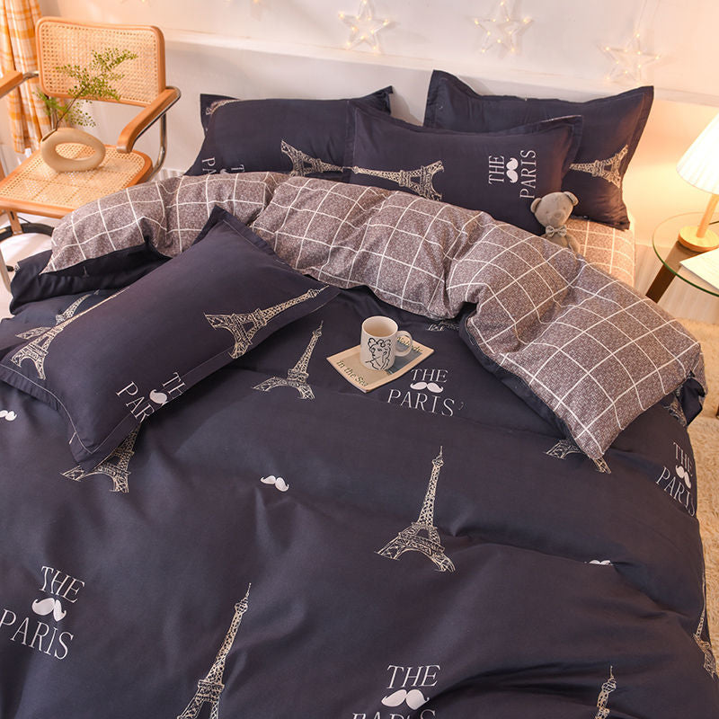 Orange Bedding Set Girls Boys Bed Linen Sheet Plaid Duvet Cover No Filling 240x220 Single Double Queen King Bedclothes