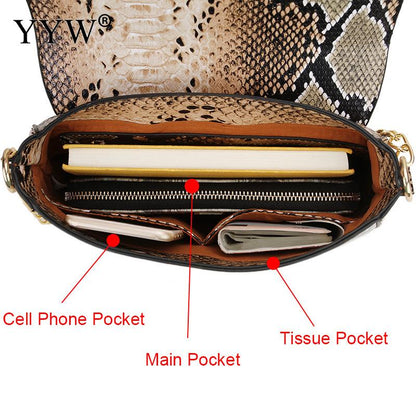 Female Pu Leather Chain Crossbody Bags New Fashion Small Snake Print Flap Shoulder Bag For Women Girls Square Messenger Bag