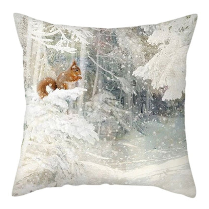 Happy Christmas Car Soft Cushion Cover Print Pillow Covers 45*45cm Throw Pillow Case Sofa Home Decor Rabbit Pillowcase