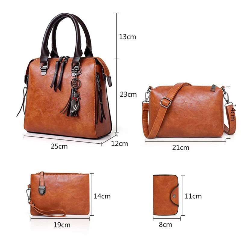 Designer Leather Shoulder Messenger Bag Tote Bag Bolsa 4pcs/Set Women Composite Bag High Quality Ladies Handbag Female set bag