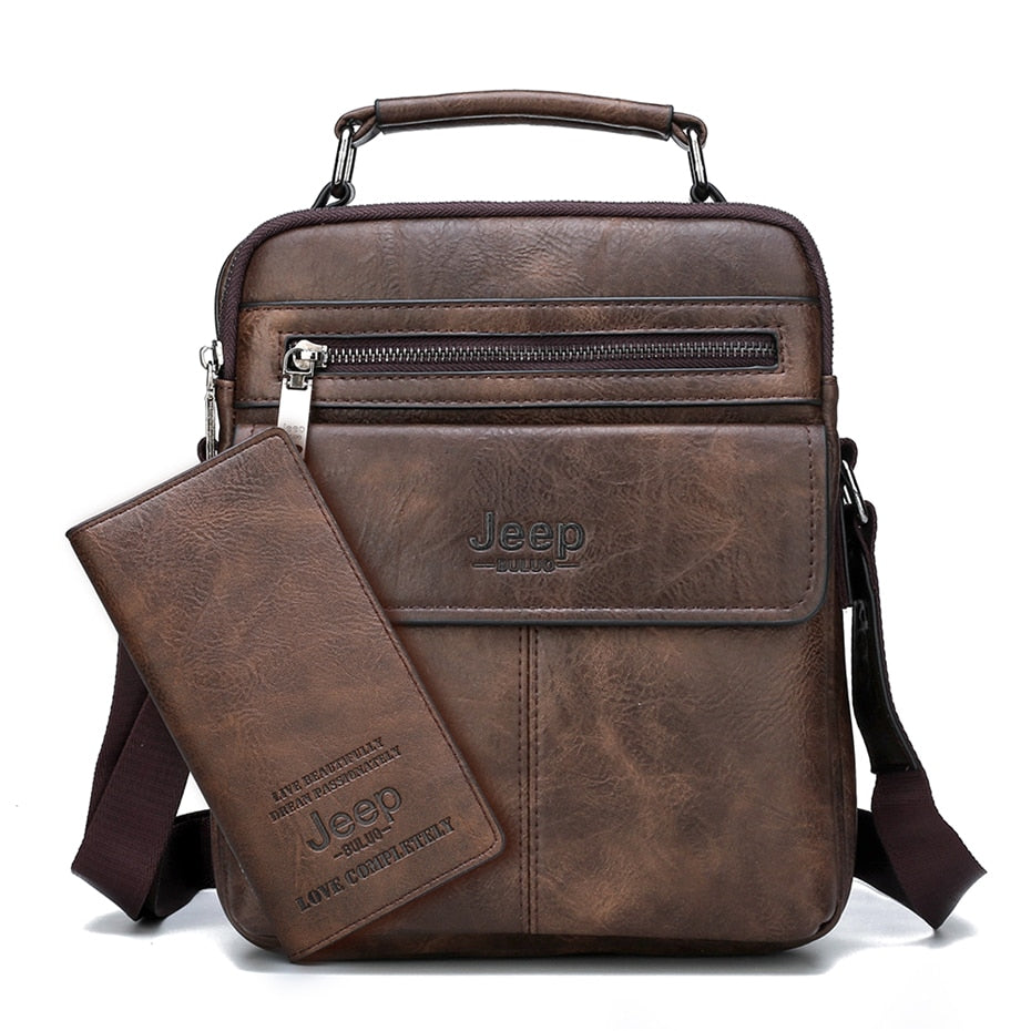 JEEP BULUO Men&#39;s Crossbody Shoulder Bags Split Leather Handbag Fashion Business Man Messenger Bag High quality Tote Hot