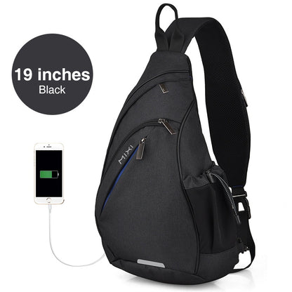 Mixi Patent Design Men Fashion Backpack One Shoulder Sling Bag Crossbody Schoolbag 600D Polyester Dense Canvas Waterproof