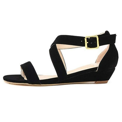 Women's Platform Wedge Sandals Simple Style Casual Pointed Toe High Heels Velvet Wedges  Work Shoes 308-2 VE