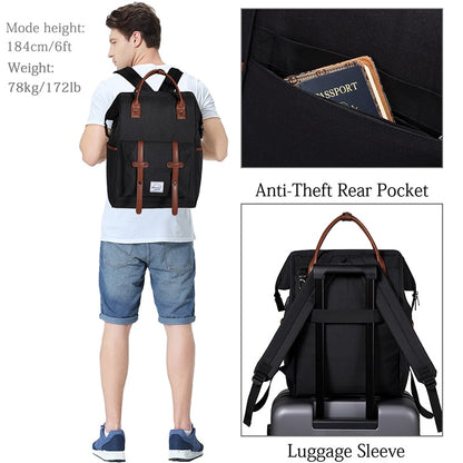 VASCHY Men Backpack Anti Theft 15.6 Inch Laptop Backpack With USB Charger Women Travel Daypacks SchoolBag Teens Leisure Backpack