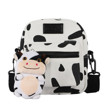 Hot Sale Cow Print Small Square Bag Canvas Crossbody Bag For Women Leisure Messenger Bag Women&#39;s Shoulder Bag Mobile Phone Purse