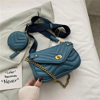 Small PU Leather Shoulder Bag For Women 2023 new purse and Handbags Female Travel Crossbody Bag ladies chain Sling bag 2 PCS/SET