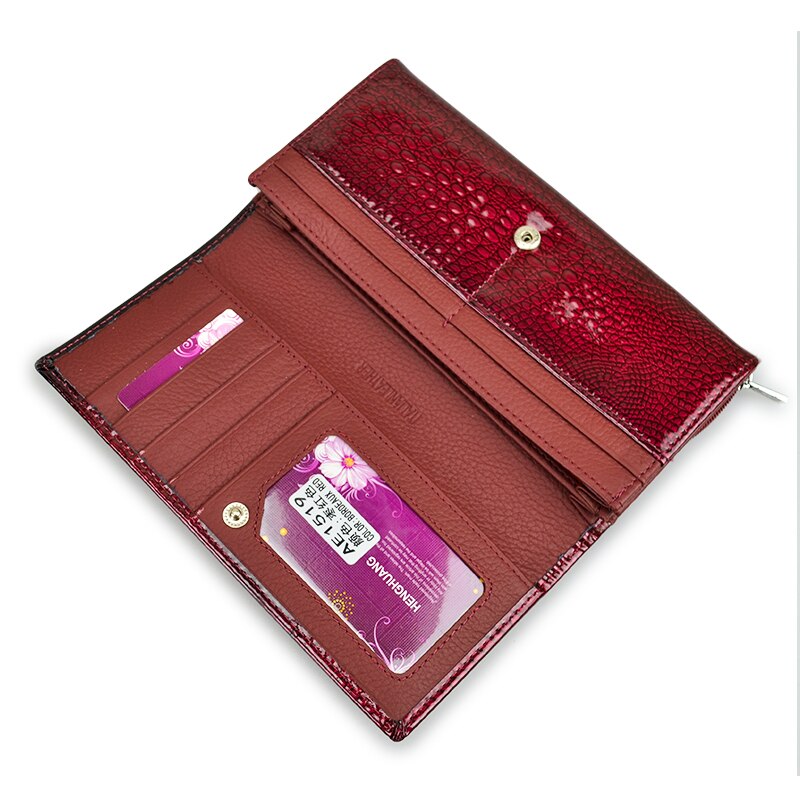 HH Genuine Leather Women&#39;s Wallet Alligator Long Hasp Zipper Wallet Ladies Clutch Money Bag New Female Luxury Coin Purses