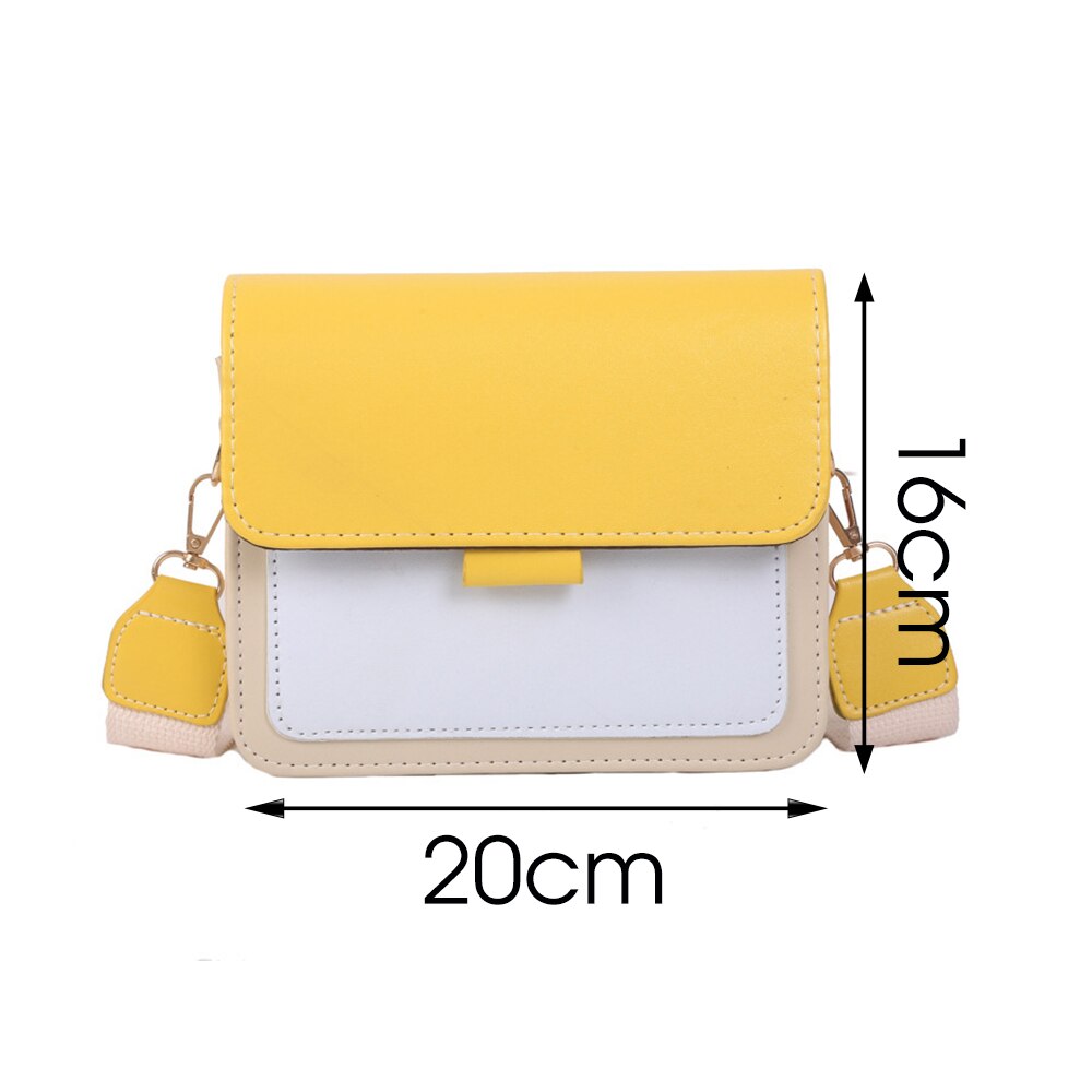 Herald Fashion Women Shoulder Bag Small PU Leather Square Flap Crossbody Messenger Handbag Korean Wide Strap Lady Purse 2022