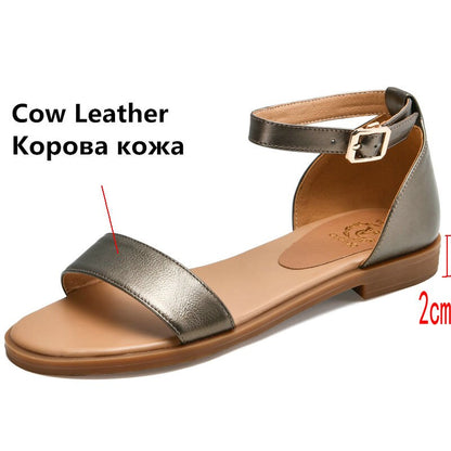 Summer Cow Leather Womens Sandal Square Heel Party Wedding Shoes Open Toe Slippers Party Shoes Buckle Ankle Sandals