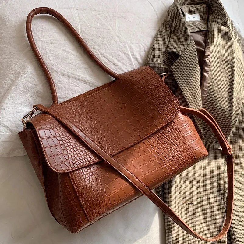 Designer Crocodile Pattern women handbag Large Capacity  Shoulder Bags for female 2022 Casual Totes Pu Leather messenger bag
