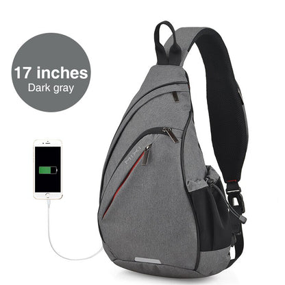 Mixi Patent Design Men Fashion Backpack One Shoulder Sling Bag Crossbody Schoolbag 600D Polyester Dense Canvas Waterproof