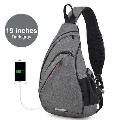 Mixi Patent Design Men Fashion Backpack One Shoulder Sling Bag Crossbody Schoolbag 600D Polyester Dense Canvas Waterproof