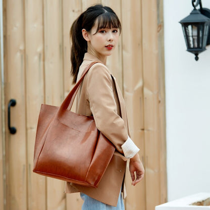 Casual women shoulder bags large capacity female big totes designer luxury soft pu leather lady purses and handbags bolsas brown