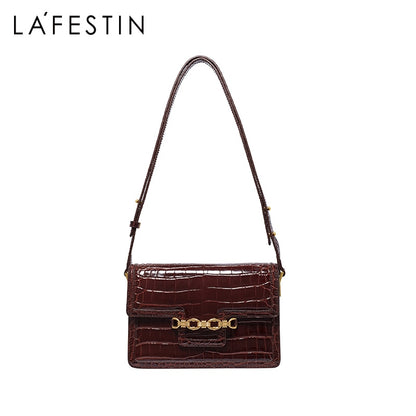 LAFESTIN Handbag Fashion Original 2021 New Crocodile Pattern Leather Purse Shoulder Messenger Bag Luxury Designer Women Brand