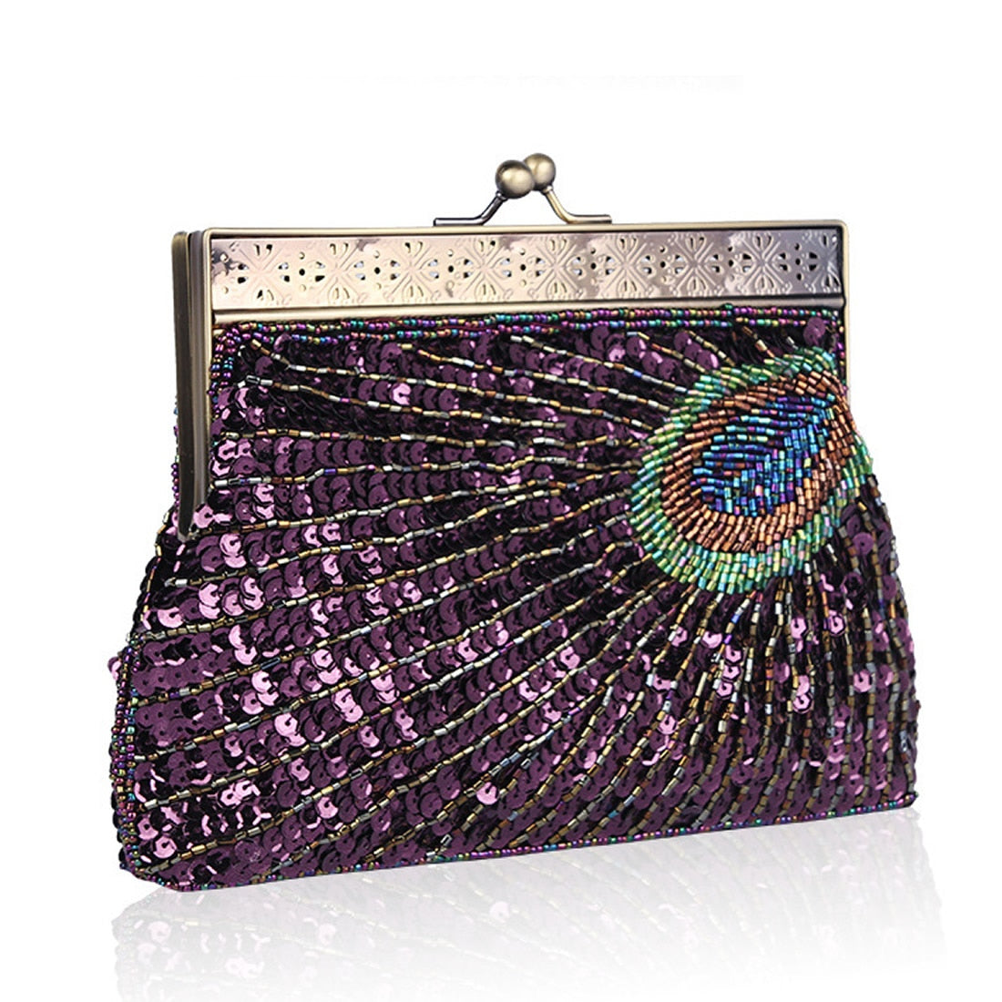 Vintage Peacock Style Women Sequin Evening Clutch Bag Chain Shoulder Bag Bolsas Mujer For Banquet Wedding Party New Arrival