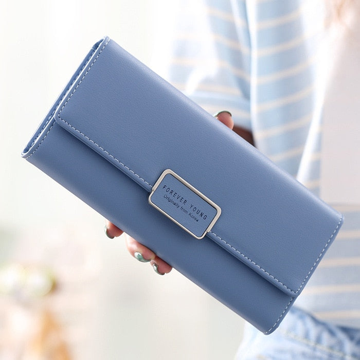 aliwood High Quality 3 Fold Women&#39;s Wallet Brand PU Leather Long Purse Clutch Coin Purse Phone Pocket Card Holder Large Capacity