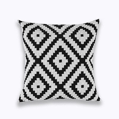 Home Decor Embroidered Cushion Cover Navy/White Pillowcase Canvas Cotton Square Embroidery Pillow Cover 45x45cm Quatrefoil