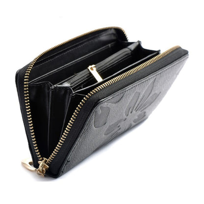 Female Purse Genuine Leather Women Wallet New Fashion Style best Zip Flower pattern Lady Long Wallet black Purse Handy Handbag