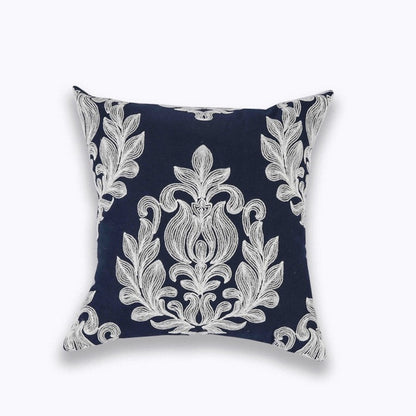 Home Decor Embroidered Cushion Cover Navy/White Pillowcase Canvas Cotton Square Embroidery Pillow Cover 45x45cm Quatrefoil