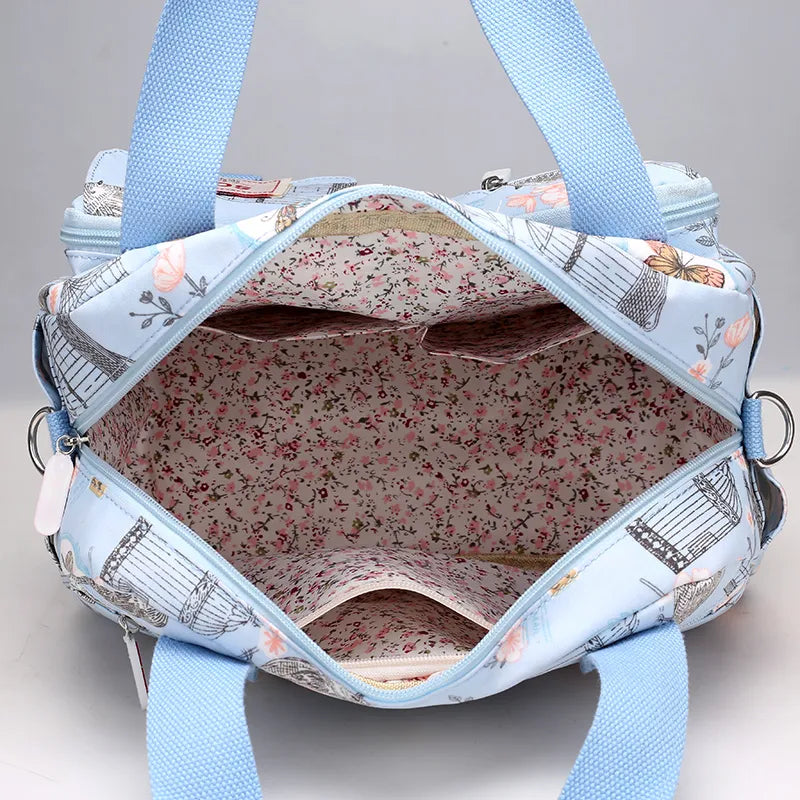 New Multi-layer Nylon Women Shoulder Bags Fashion Simple Grils Handbags Messenger Bags Printed Flowers  Crossbody Bags