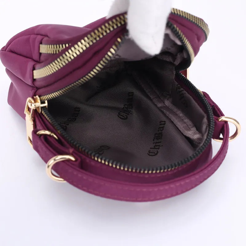 Women&#39;s Mini Shoulder Bag Fashion Handbag Messenger Vintage Lightweight Nylon Purse Solid Zipper Waterproof Flap Crossbody Bag