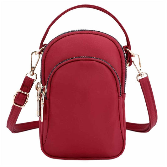 Women&#39;s Mini Shoulder Bag Fashion Handbag Messenger Vintage Lightweight Nylon Purse Solid Zipper Waterproof Flap Crossbody Bag