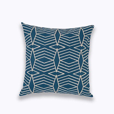 Home Decor Embroidered Cushion Cover Navy/White Pillowcase Canvas Cotton Square Embroidery Pillow Cover 45x45cm Quatrefoil