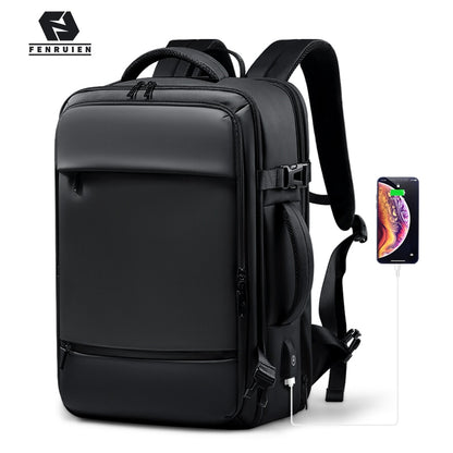 Fenruien Backpack Men 17.3 Inch Laptop Backpacks Expandable USB Charging Large Capacity Travel Backpacking With Waterproof Bag