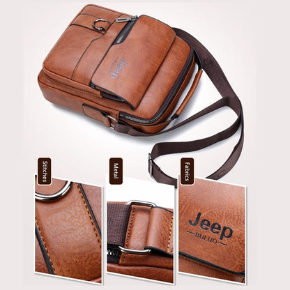 JEEP BULUO Luxury Brand Men Crossbody Messenger Bags Business Casual Handbag Male PU Shoulder Bag Large Capacity