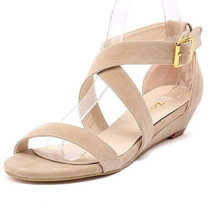 Women's Platform Wedge Sandals Simple Style Casual Pointed Toe High Heels Velvet Wedges  Work Shoes 308-2 VE