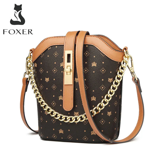 FOXER-Mini bolso de hombro de cuero PVC para mujer, bolsa de mano informal con monograma de marca Vintage, bandolera de diseñador para teléfono