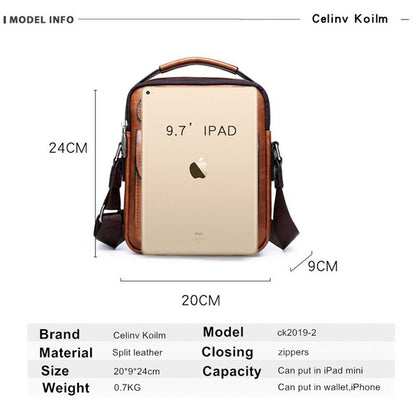 Celinv Koilm Men Bag Famous Designer Men Shoulder Messenger Bags Split Leather Crossbody Tote Men Fashion Business High Quality