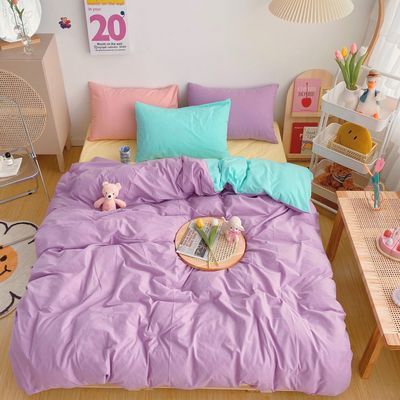 Kawaii Fashion Rainbow Bedding Set 100% Cotton Flat Bed Sheet And Pillowcases Luxury Korean Style Princess Full Queen Bed Sets