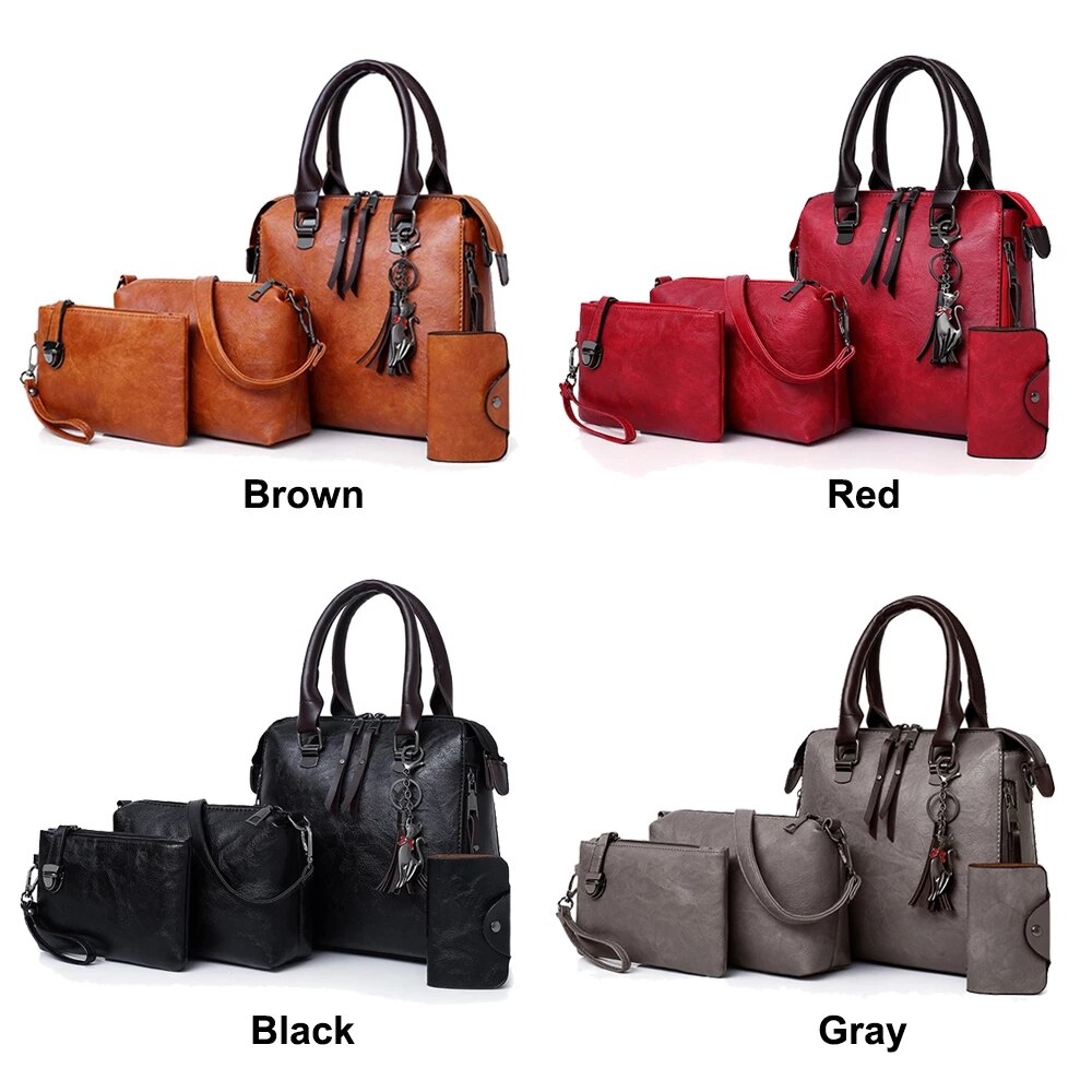 Designer Leather Shoulder Messenger Bag Tote Bag Bolsa 4pcs/Set Women Composite Bag High Quality Ladies Handbag Female set bag