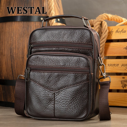 WESTAL Bag Men Leather Men&#39;s Shoulder Bag Zip Mens Messanger Crossbody Bags for Men Desinger Bags Small Men&#39;s Leather Handbags