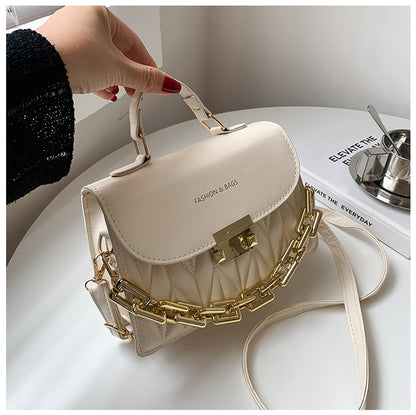 Women Textured Bag New Korean Girl Fashion Messenger Bag Chain Shoulder Small Square Bag Luxury Brand Handbags Tote Bag Purse