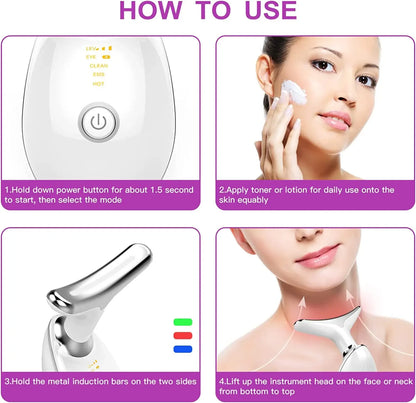 Neck Massager Facial Lift Three Light Modes Electric Skin  Tightening Device LED Beauty Instrument