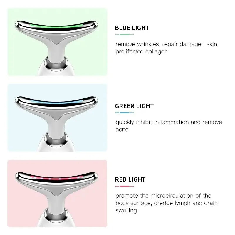Neck Massager Facial Lift Three Light Modes Electric Skin  Tightening Device LED Beauty Instrument
