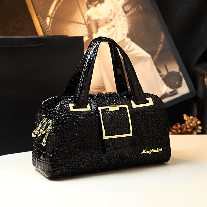 Fashion Elegant Madam Handbag Crocodile Pattern with Lattice Luxury Women Shoulder Tote Bag Multiple Zipper Ladies Bag 2023 New