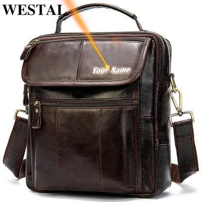 WESTAL Men&#39;s Bag Genuine Leather Designer Men&#39;s Shoulder Bags Crossbody Bags for Men Messenger Bag Men Leather Handbag Male 8870